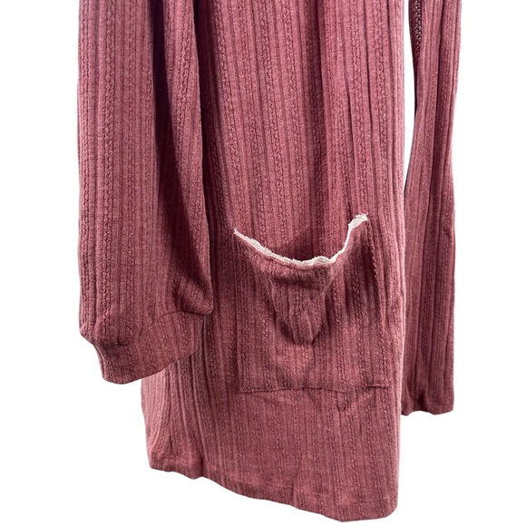 NWT Blu Pepper Cozy Ribbed Open Front Cardigan Rose Pink Size Medium - Picture 3 of 4